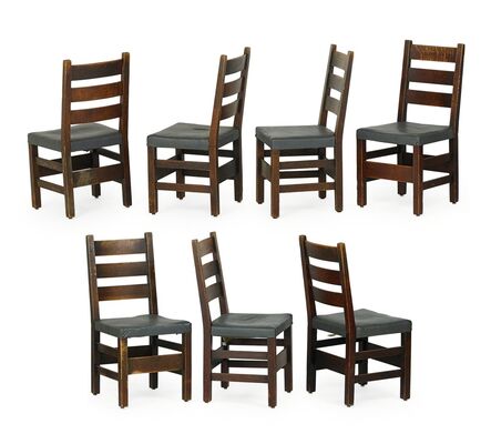 Gustav Stickley, ‘Assembled set of seven ladderback chairs’, ca. 1905-12