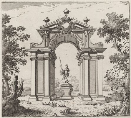 Giuseppe Antonio Landi, ‘Triumphal Arch in a Landscape’, before 1753