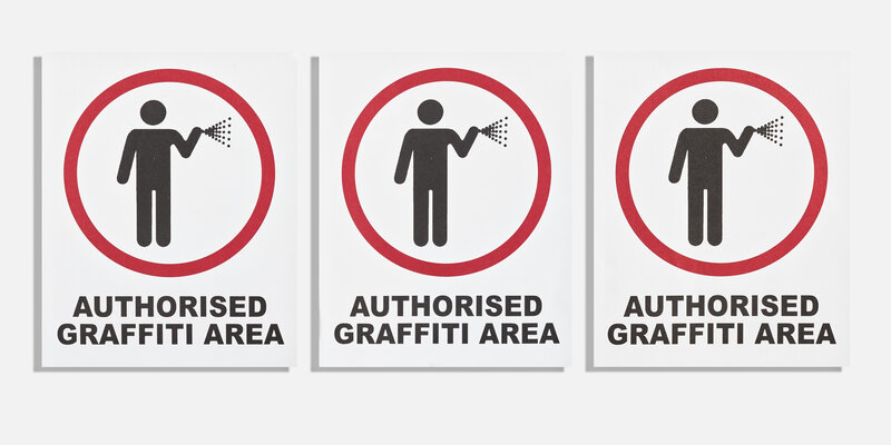 Banksy, ‘Authorised Graffiti Area’, Ephemera or Merchandise, A collection of three Fasson Backed Paste-Up Stickers, Tate Ward Auctions