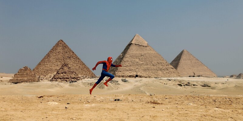 David Kassman, ‘"The Spiderman Project" Giza Pyramid’, 2010, Photography, C print on metal paper, Art of Wishes Benefit Auction