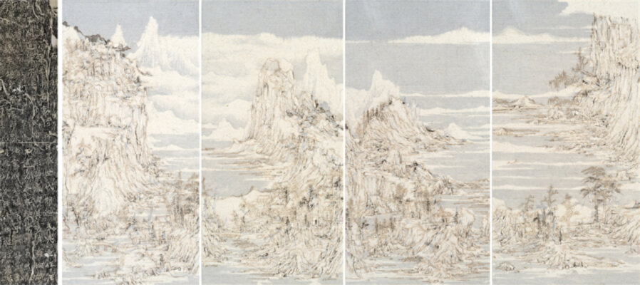 Seeking Slope among Rivers and Mountains 溪山尋坡圖 (Quadtych)