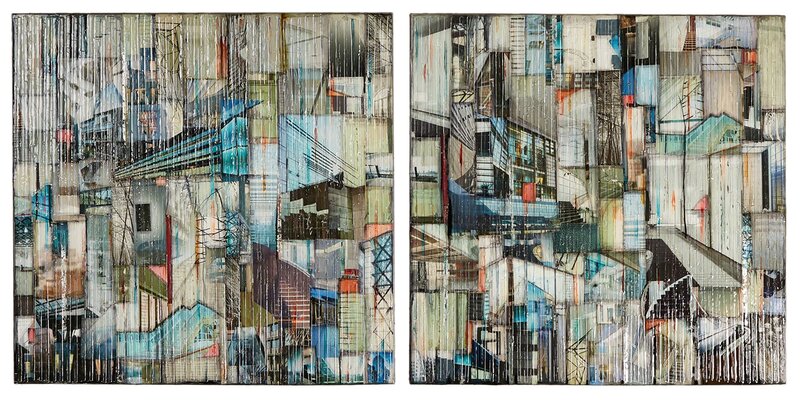 Madonna Phillips, ‘Water Falling Diptych’, 2018, Painting, Mixed Media Glass, Paint on Wood, Ai Bo Gallery