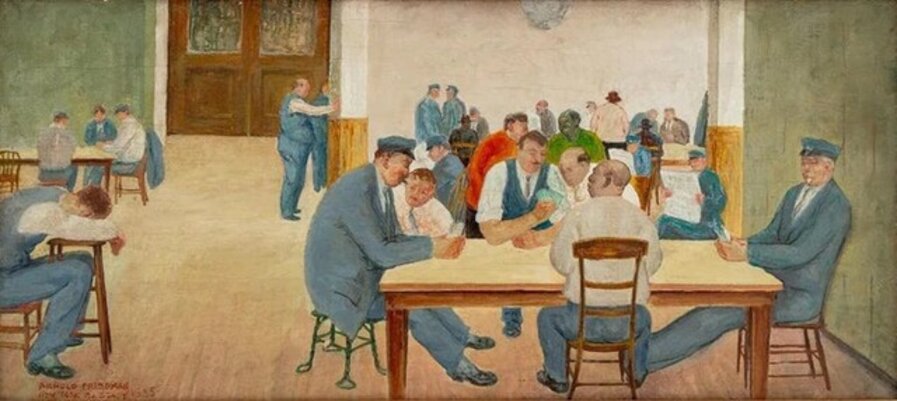WPA American Scene Social Realism Mid 20th Century Modern Postal Workers Deco SR
