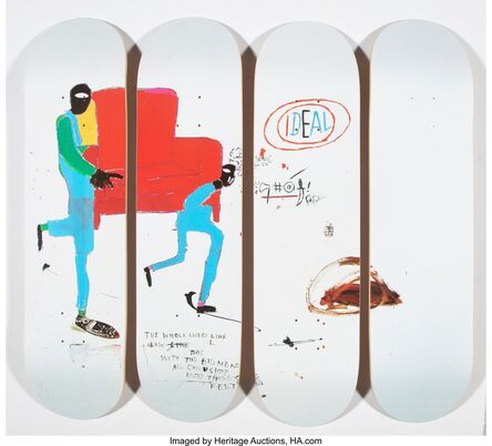 After Jean-Michel Basquiat, ‘Light blue movers, set of four skate decks (Open Edition)’, 2016