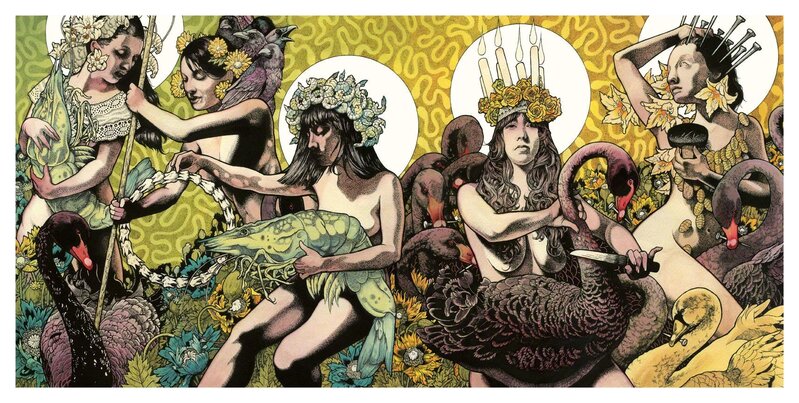 John Dyer Baizley, ‘Baroness Yellow and Green 'The Virgin Spring'’, 2013, Drawing, Collage or other Work on Paper, Black ink and water color on paper, SEA Foundation