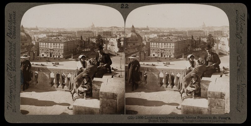 Bert Underwood, ‘Looking southwest from Monte Pinoio to St. Peter's, Rome’, 1900, Stereograph : gelatin silver, Getty Research Institute
