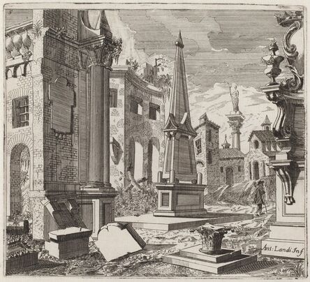 Giuseppe Antonio Landi, ‘Fantastic Townscape with Ruins’, before 1753