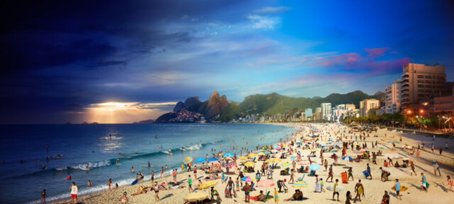 Ipanema Beach, Rio, Brazil, Day to Night
