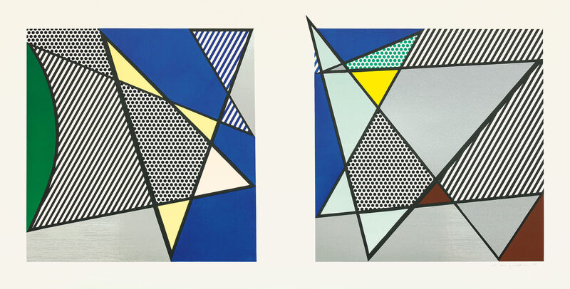 Roy Lichtenstein, ‘Imperfect Diptych 46 1/4" x 91 3/8", from Imperfect Series’, 1988, Print, Woodcut and screenprint in colors with mylar collage, on 4-ply Archivart rag board, with margins., Phillips