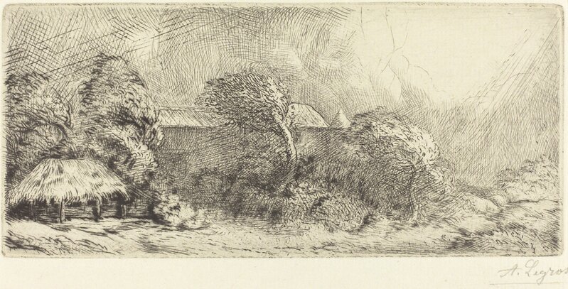 Alphonse Legros, ‘Chailli Seen in a Storm (Chailli: Effet d'orage)’, Print, Etching and drypoint on light green paper, National Gallery of Art, Washington, D.C.