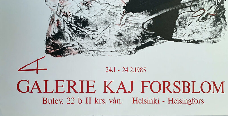 Antoni Tàpies, ‘Tapies Galerie Kaj Forsblom Gallery Poster, Gallery Poster ’, 1985, Posters, Original Gallery Lithographic Exhibition Poster, David Lawrence Gallery