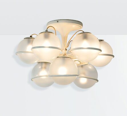 Gino Sarfatti, ‘a mod. 2042/9 ceiling lamp in lacquered metal with satinised glass spheres’, 1963