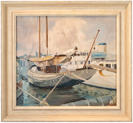 Reba K, ‘'Sailboats at Dock,' by Reba K., Oil on Canvas Painting’, ca. 1980