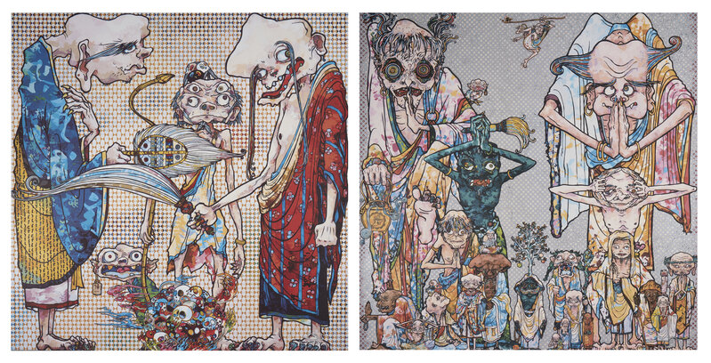 Takashi Murakami, ‘Clairvoyance and 4 Arhats One With Four Eyes’, 2013-15, Print, Two offset lithographs in colours on wove, Roseberys