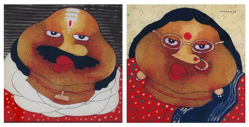 Shyamal Mukherjee, ‘Bawa Biwi, Oil on Acrylic Sheet (Set of 2), by Contemporary Artist "In Stock"’, 2008, Painting, Oil on Acrylic Sheet, Gallery Kolkata