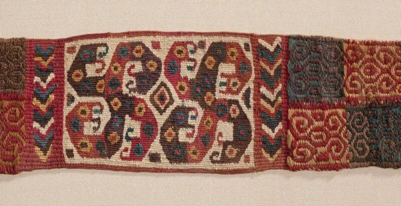 Andean artisan, ‘Wari Headband’, 600-1000, Textile Arts, Cotton warp, camelid-hair weft; tapestry and weft-paced plain weave with complementary weft-gloat patterning, Fowler Museum at UCLA