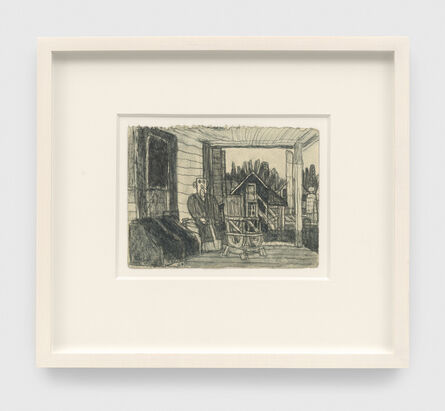 James Castle, ‘Untitled (figure with cane, porch)’, n.d.