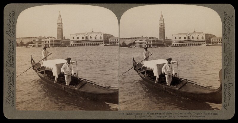 Bert Underwood, ‘Venice White swan of cities, Campanile, Doge's Palace and Prison’, 1900, Stereograph : gelatin silver, Getty Research Institute
