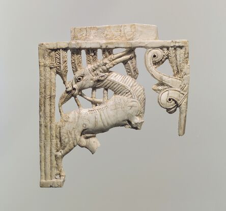 Unknown Assyrian, ‘Openwork furniture plaque with a grazing oryx in a forest of fronds’, ca. 9th–8th century B.C.