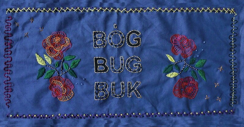 Monika Drożyńska, ‘Bóg Bug Buk’, 2017, Mixed Media, Embroidery on the cotton Playing with the word “God” - changing its spelling and meaning keeping the similar way it sounds when read aloud., Biuro Wystaw