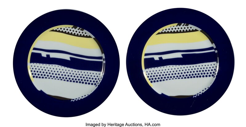 Roy Lichtenstein, ‘Untitled, set of two plates’, c. 1990, Other, Ceramic in colors with glazing (each), Heritage Auctions
