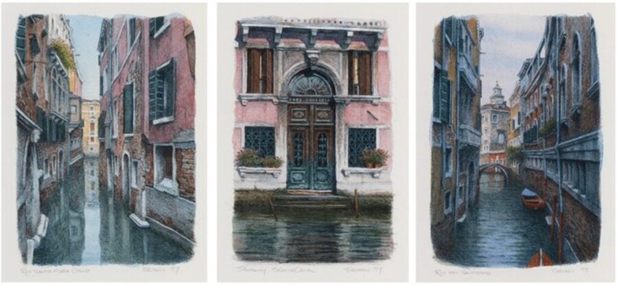 Rio dei Santissimo; Doorway, Grand Canal; Rio Santa Maria Giglio (3 works)