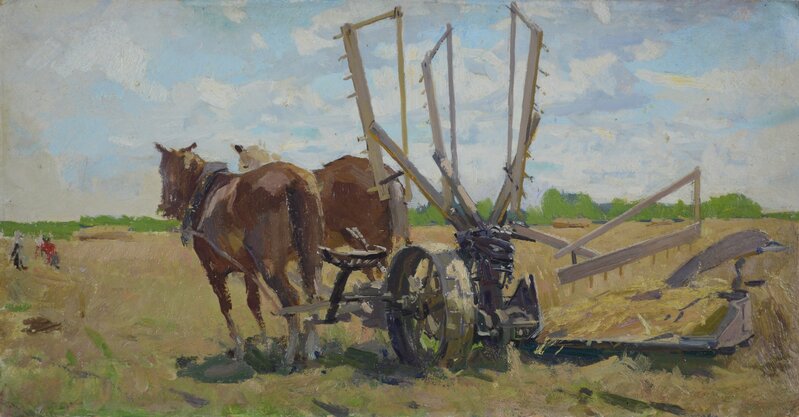 Aleksandr Timofeevich Danilichev, ‘The harvest’, 1957, Painting, Oil on cardboard, Surikov Foundation