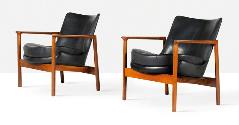 Ib Kofod-Larsen, ‘Pair of lounge chairs’, circa 1970, Design/Decorative Art, Leather, mahogany, Aguttes