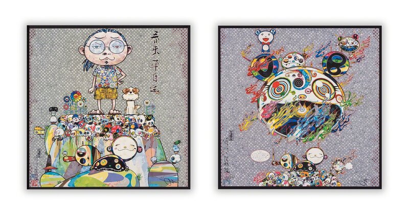 Takashi Murakami, ‘With Eyes on the Reality of One Hundred Years from Now and Chaos (two works)’, 2013, Print, Offset lithographs in colors, Heritage Auctions