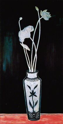 Sanyu, ‘Lotus in a Carved Vase 磁州窯瓶內的白蓮 ’, ca. 1950