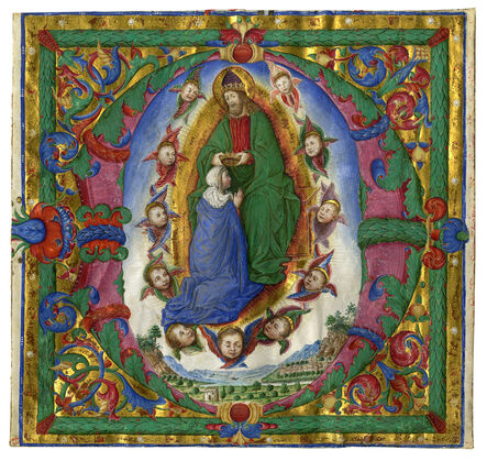 Bartolomeo Caporali, ‘Coronation of the Virgin in an initial 'D'’, c. 1485-1490