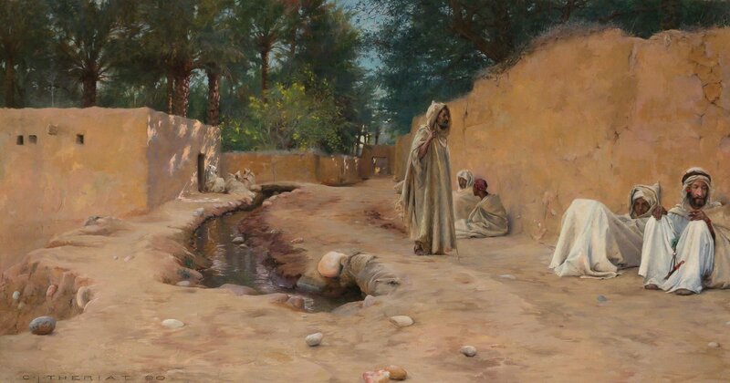 Charles James Theriat, ‘Figures Resting in a Dusty Street’, 1890, Painting, Oil on canvas, Doyle