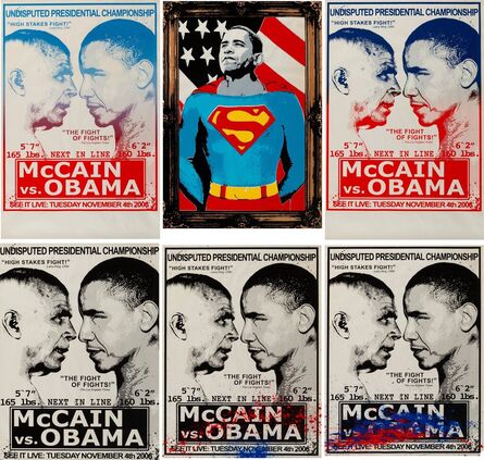 Mr. Brainwash, ‘McCain vs. Obama and Obama Superman (Gold) (7 works)’