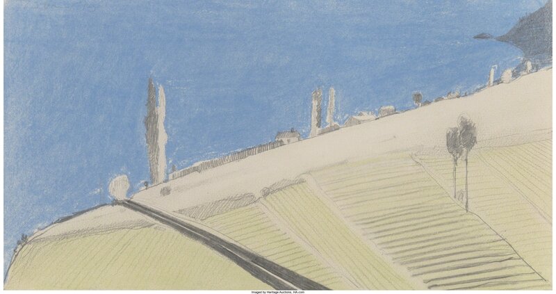 Wayne Thiebaud, ‘Untitled - Landscape’, 1965, Drawing, Collage or other Work on Paper, Pastel and pencil on paper, Heritage Auctions