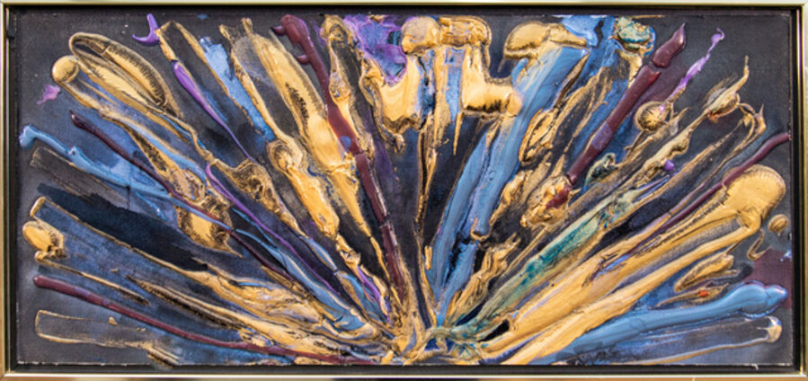 "Offering" - rich, colourful, impasto, gestural abstract, acrylic on canvas