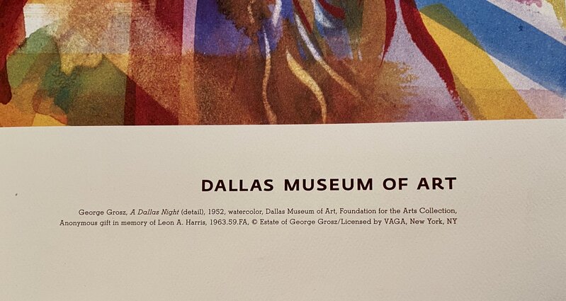 George Grosz, ‘George Grosz in Dallas, Flowers of the Prairie, Dallas Museum of Art Poster/Print’, 2012, Ephemera or Merchandise, Original Lithographic Museum Exhibition Poster on Special Textured Paper, David Lawrence Gallery