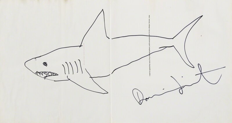 Damien Hirst, ‘I want to spend the rest of my life everywhere, with everyone, one to one, always, forever, now’, 1997, Books and Portfolios, The book with a shark drawing in black ink to title pages, Forum Auctions
