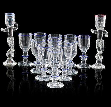 William Bernstein, ‘Eleven wine glasses and two tall figural goblets, USA’, 1982/89