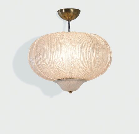 Barovier & Toso, ‘a pendant lamp with a brass structure and Rugiada glass shade’, ca. 1930