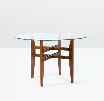 ‘a table with a wooden structure and glass top’, ca. 1950