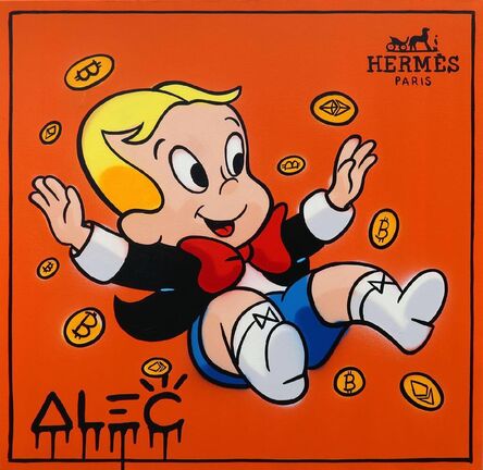 Alec Monopoly, ‘Hermes Richie Falling Crypto Coins’, 2022
