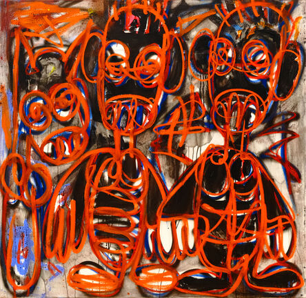 Aboudia, ‘Deux Gamins et le Chien en Orange’, 2021