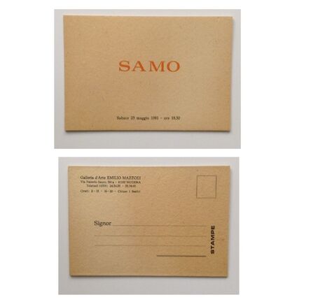 Jean-Michel Basquiat, ‘"SAMO", FIRST ONE MAN SHOW, Exhibit Invitation Card, Galleria d'Arte Emilio Mazzoli Italy’, 1981