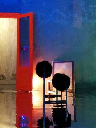 "LOOK BACK" by Nanda Vigo on Mario Ceroli ed Ettore Sottsass Jr., installation view