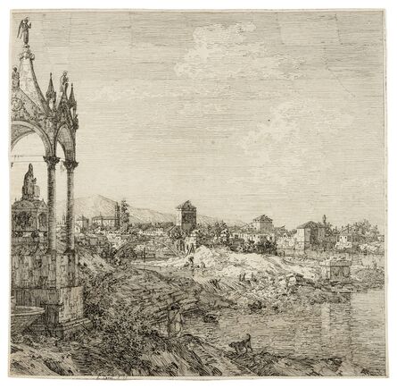Canaletto, ‘View of a Town with a Bishop's Tomb’