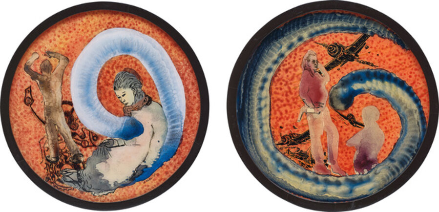 Two works: (i) Time; (ii) Warriors & Green Worm