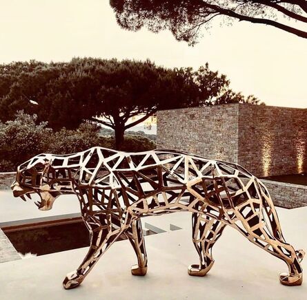 Richard Orlinski, ‘Panther geometric lace bronze goldy’, 2018