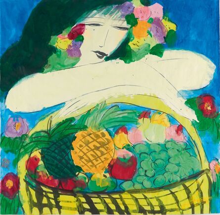 Walasse Ting 丁雄泉, ‘Woman with Fruitbasket’, 1985