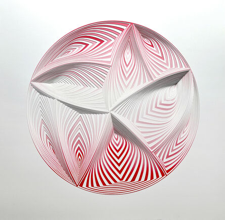 Elizabeth Gregory-Gruen, ‘Free-Hand, Minimal, Cutwork: 'Red & White Circle Blend-In'’, 2022
