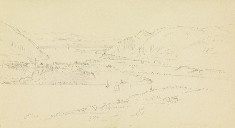Frederic Edwin Church, ‘View of West Point from Castle Rock’, ca. 1882-1885, Drawing, Collage or other Work on Paper, Graphite on cream wove paper, Cooper Hewitt, Smithsonian Design Museum 
